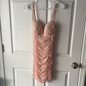 Elegant Pink Ruched Dress